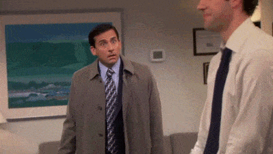 michael scott from the office hug tackling jim halpert